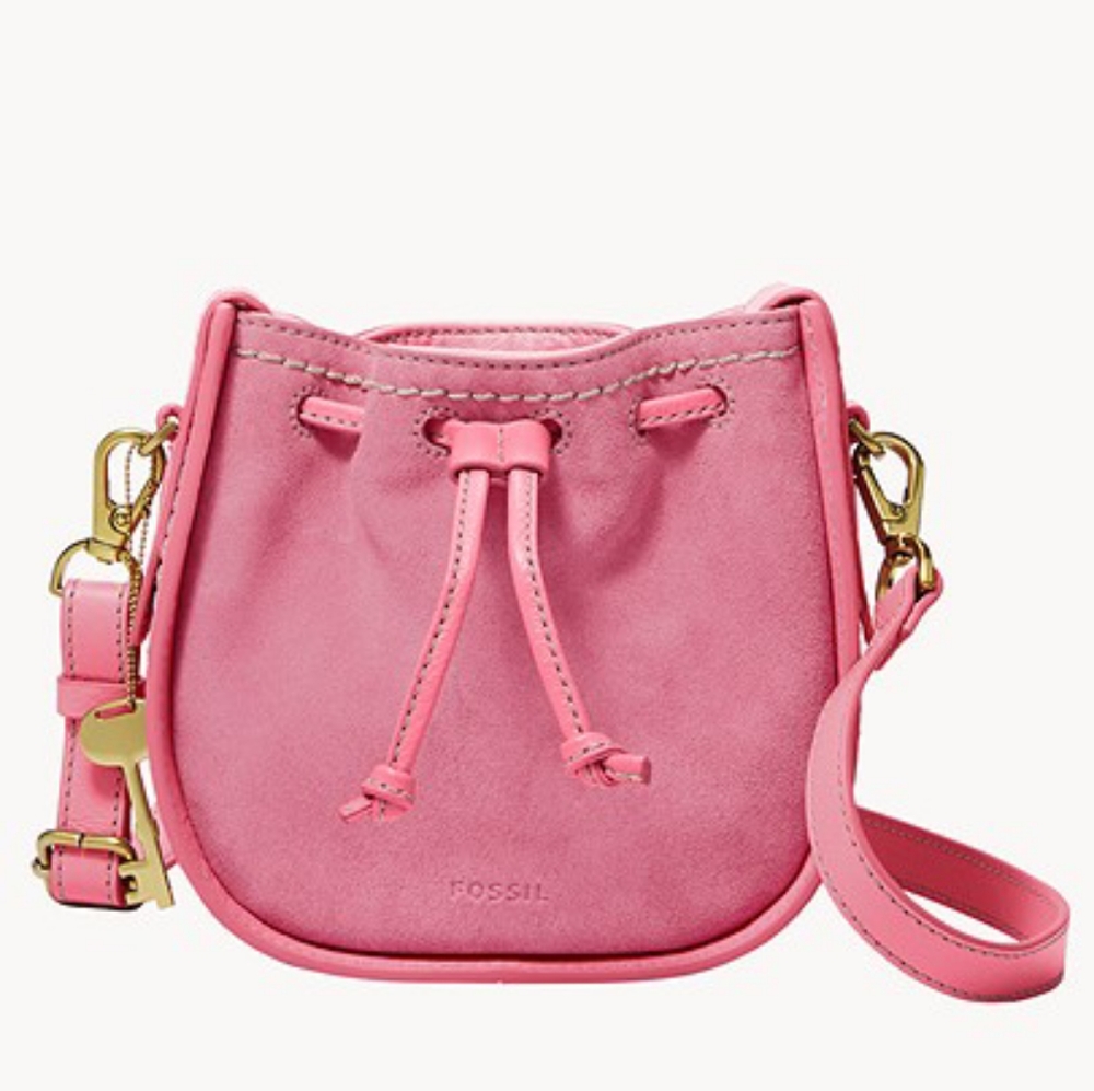 🌼 NWT Fossil pink suede + leather bag